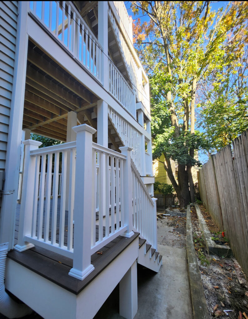 Triplex Deck Triple Deck With Composite & Vinyl | LC Carpentry Masonry Inc